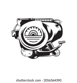 flat illustration of a motorcycle machine used for printing