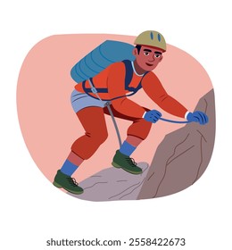 A flat illustration of mountain climber 

