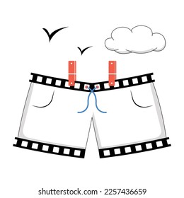 A flat illustration of movie shorts 