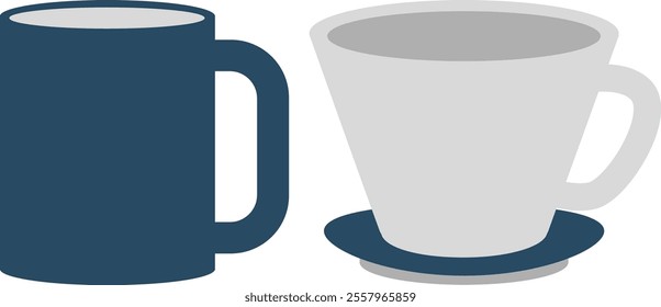 Flat Illustration of Mug and Cup.