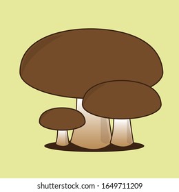 Ilustración plana. Setas aisladas de fondo liso. Adecuado para papel pintado, banner, Ilustración de libro infantil, invitación de tarjeta, volante, diseño web. Comida saludable.