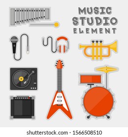 Flat illustration of music studio element