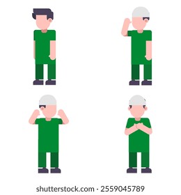 Flat illustration muslim boy do activity, pray
