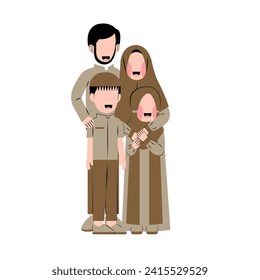 Flat Illustration Of Muslim Family