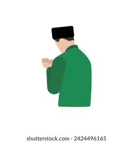 Flat illustration of a muslim man praying