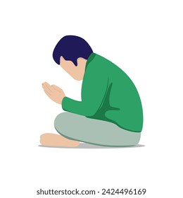 Flat illustration of a muslim man praying