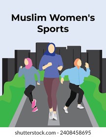 ilustración plana deportes de mujeres musulmanas corriendo, vector musulmán, musulmán, mujer futbolista, mujer futbolista, niña deportiva