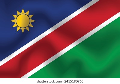 Ilustración plana de la bandera nacional de Namibia. Diseño de la bandera de Namibia. Bandera de la ola de Namibia.
