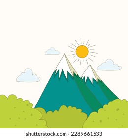 flat illustration of nature mountains.