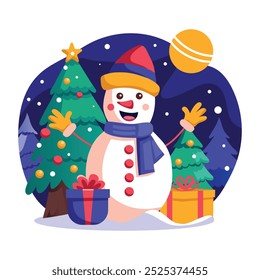 A flat illustration of new year night 