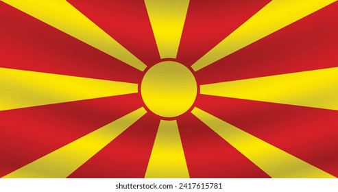 Flat Illustration of North Macedonia flag. North Macedonia national flag design. North Macedonia Wave flag.
