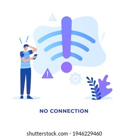 Flachbild-WLAN-Konzept ohne Anschluss. Illustration für Websites, Landingpages, mobile Anwendungen, Poster und Banner