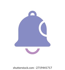 A flat illustration of a notification bell, stylized with simple shapes and vibrant colors against White Background.