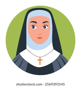 A flat illustration of nun character 