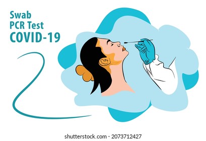 flat illustration of a nurse or doctor doing a Coronavirus COVID-19 PCR test. viral PCR diagnostic procedure. vector