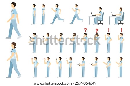 Flat illustration: nurse side set