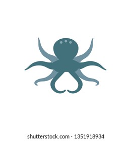 Flat illustration of an octopus for food market and restaurant.