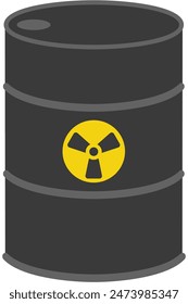 Flat illustration of oil barrel with danger sign isolated on white background.