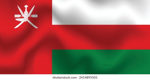 Flat Illustration of the Oman national flag. Oman national flag design. Oman waves flag.
