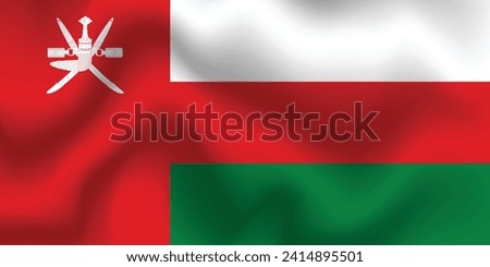 Flat Illustration of the Oman national flag. Oman national flag design. Oman waves flag.
