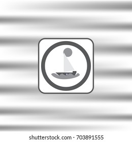 A flat illustration on an abstract background. Image of a ship with a sail on an abstract background.