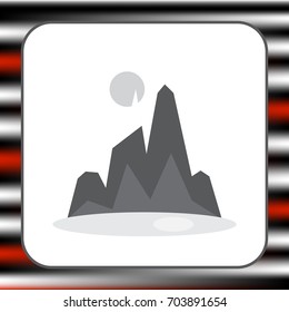 A flat illustration on an abstract background. Image of a rocky mountain on an abstract background.