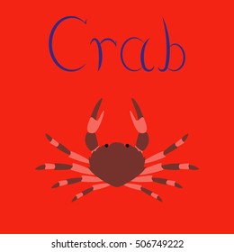 flat illustration on background animal crab