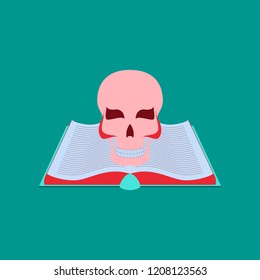 flat illustration on background of book skull