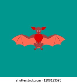flat illustration on background of cute bat