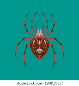 flat illustration on background of halloween spider