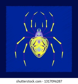 flat illustration on background of halloween spider