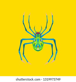 flat illustration on background of halloween spider