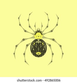 flat illustration on background of halloween spider