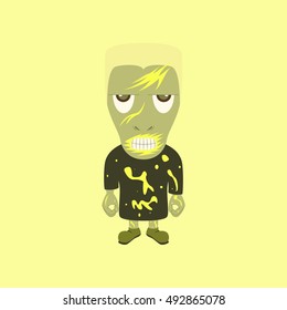 flat illustration on background of halloween monster