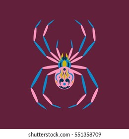 flat illustration on background of halloween spider
