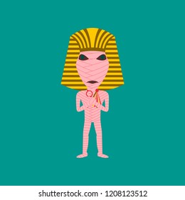 flat illustration on background of mummy halloween monster