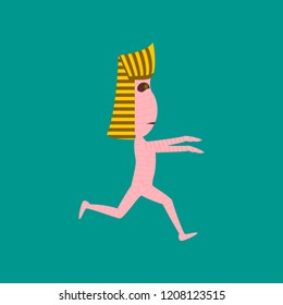 flat illustration on background of mummy halloween monster