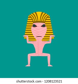 flat illustration on background of mummy halloween monster
