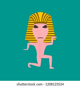 flat illustration on background of mummy halloween monster