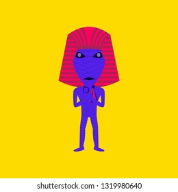 flat illustration on background of mummy halloween monster