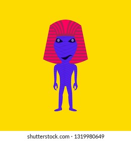 flat illustration on background of mummy halloween monster