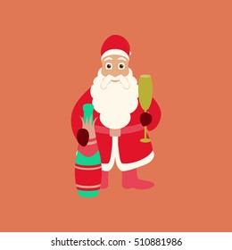 flat illustration on background of Santa Claus