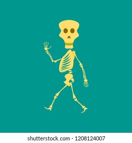 flat illustration on background of skeleton Halloween monster
