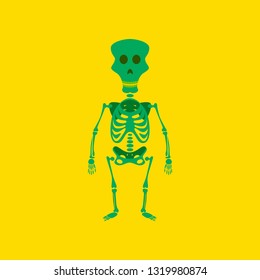 flat illustration on background of skeleton Halloween monster