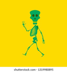 flat illustration on background of skeleton Halloween monster