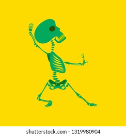 flat illustration on background of skeleton Halloween monster