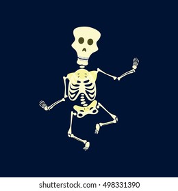flat illustration on background of skeleton Halloween monster