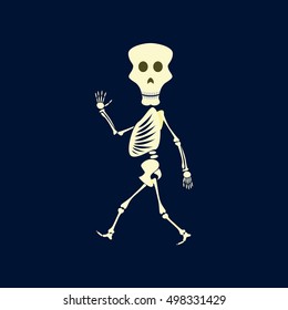 flat illustration on background of skeleton Halloween monster