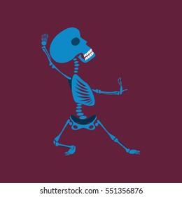 flat illustration on background of skeleton Halloween monster