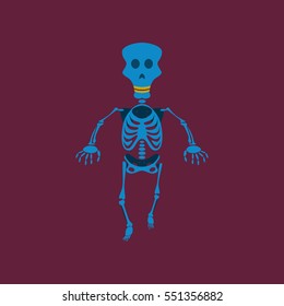 flat illustration on background of skeleton Halloween monster